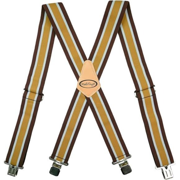 MELOTOUGH Men's Suspenders Fully Elastic 2 inch Wide X back Heavy Duty Work - Picture 2 of 7